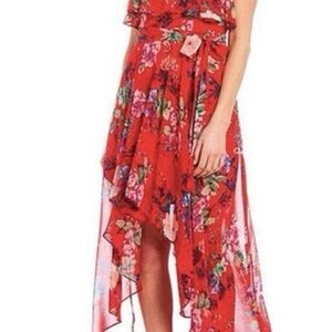 Eliza J Red Floral High Low Dress